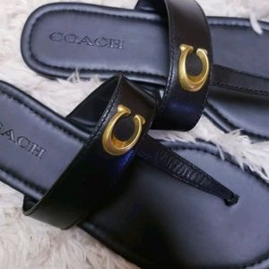 Coach Black Leather Jessie Sandals